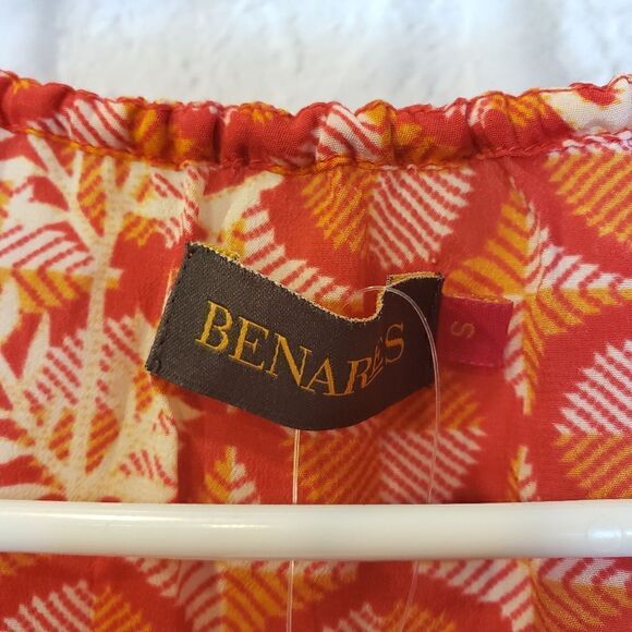 BENARES Red Rose Peasant Blouse Small - Picture 7 of 9
